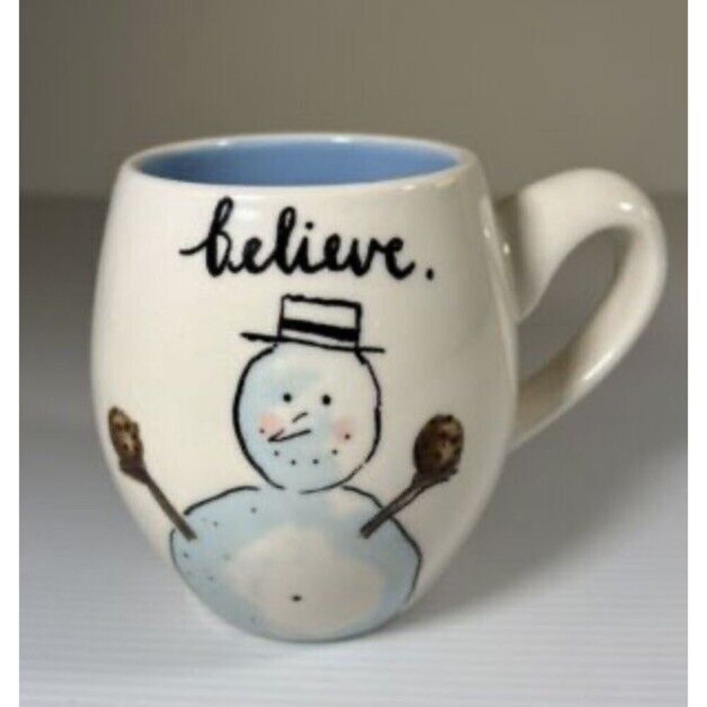New Rae Dunn Magenta "Believe" " Let It Snow" Mug  Christmas Coffee Tea Mug